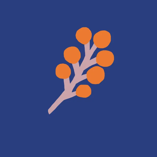 Kissen Frühling Zweig blau orange