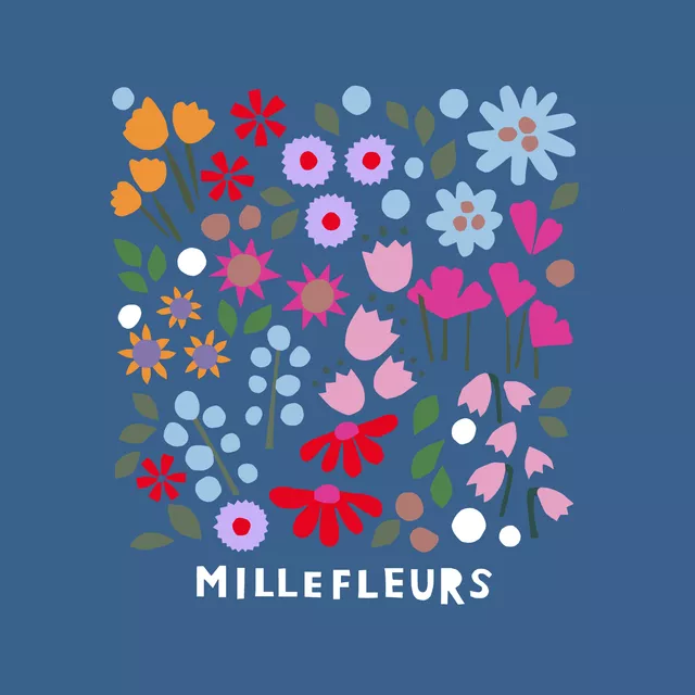 Kissen Millefleurs dunkelblau
