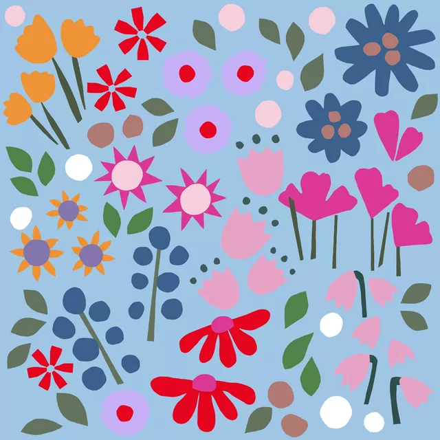 Kissen Millefleur Allover hellblau