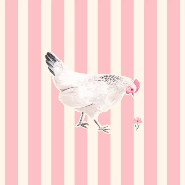 Kissen Huhn gestreift pink