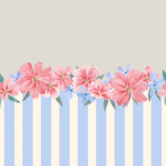Blumenborte blau beige