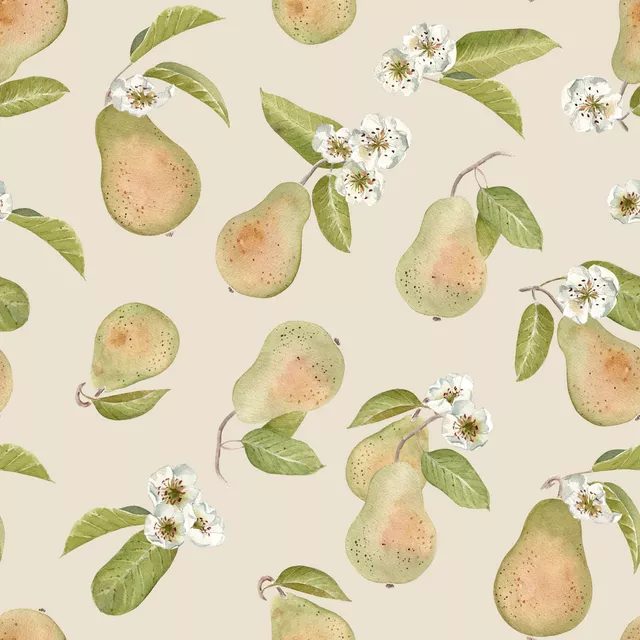 Bettwäsche Birnen Blüte beige