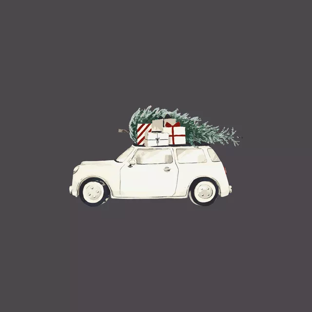 Bodenkissen Weihnachtsauto grau