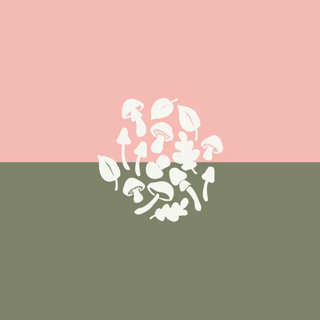 Kissen Pilzkreis grün rosa