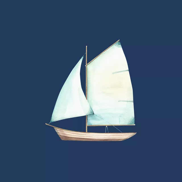 Holz Segelboot navy blau