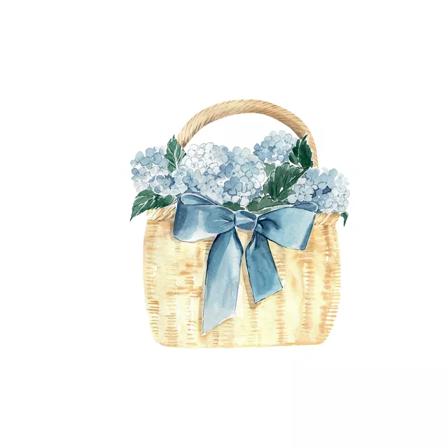 Korbtasche mit Hortensie