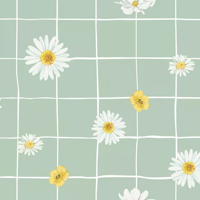 Wiesenblumen kariert grün