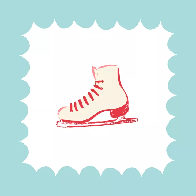 Kissen Schlittschuh blau pink