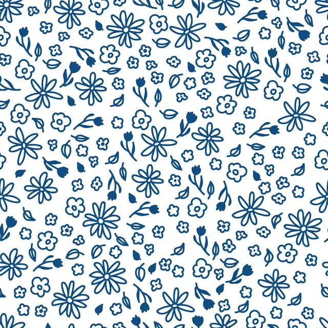 Tischläufer Sommerblümchen Blau auf Weiß