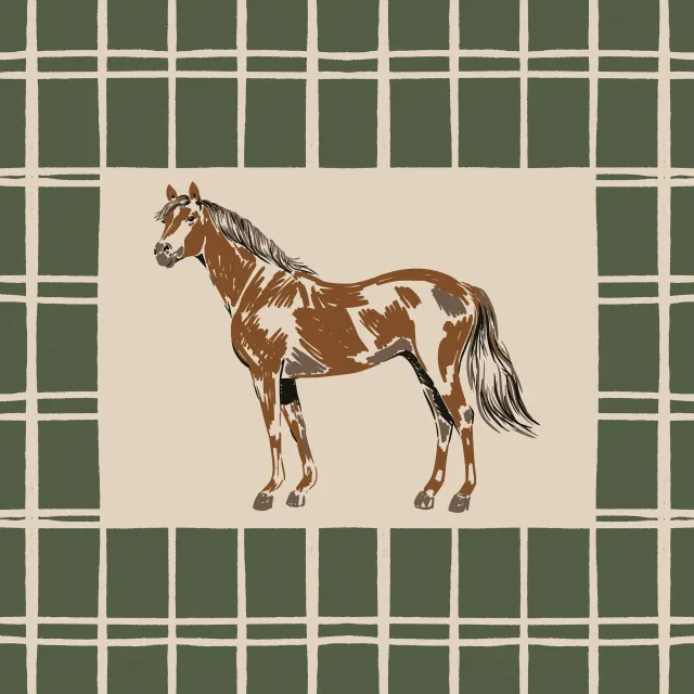 Kissen Herbst Pferd Karo