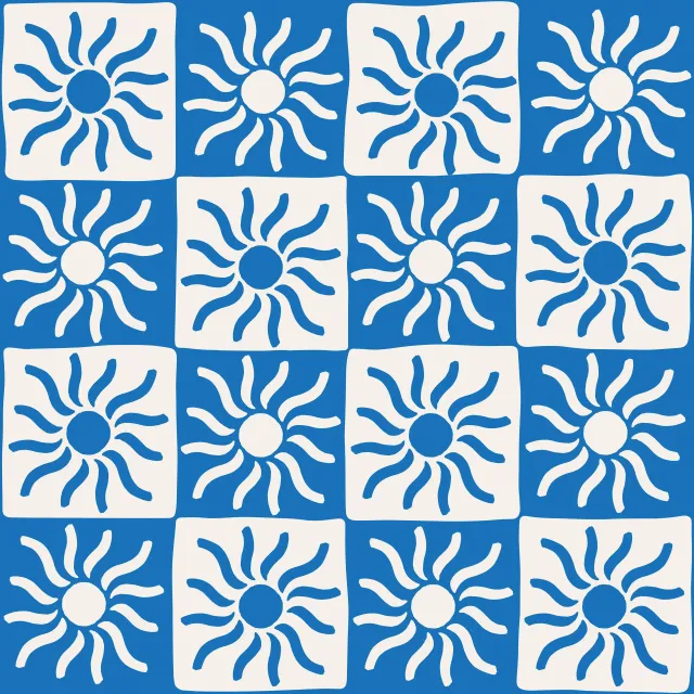 Bodenkissen blue sun checkers