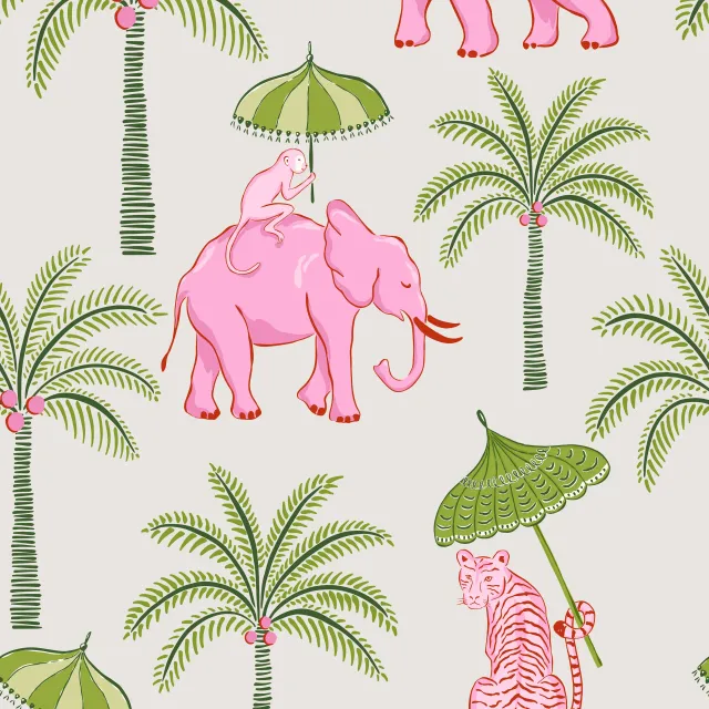 pink elephants with parasols