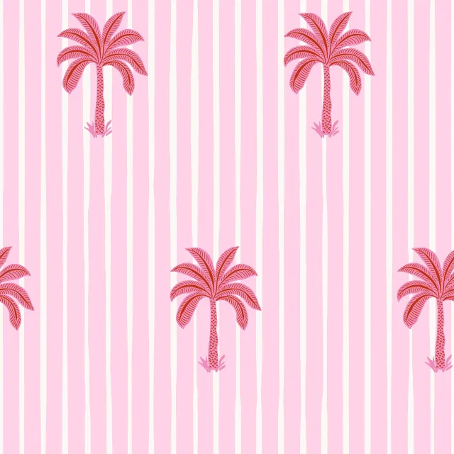 Kissen pink palms on stripes