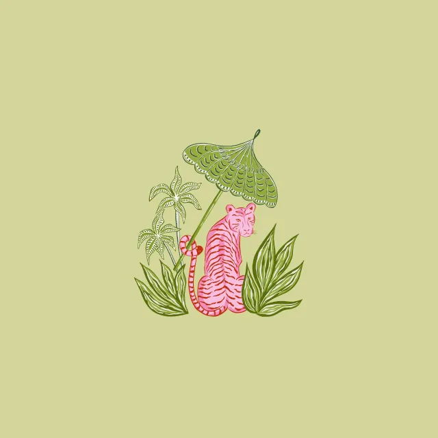 pink tiger with parasol