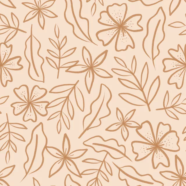 Bodenkissen Flowers and Leaves apricot