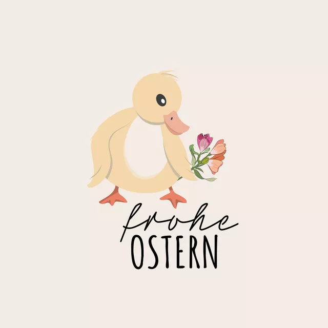 Bodenkissen Frohe Ostern Küken mit Blumen
