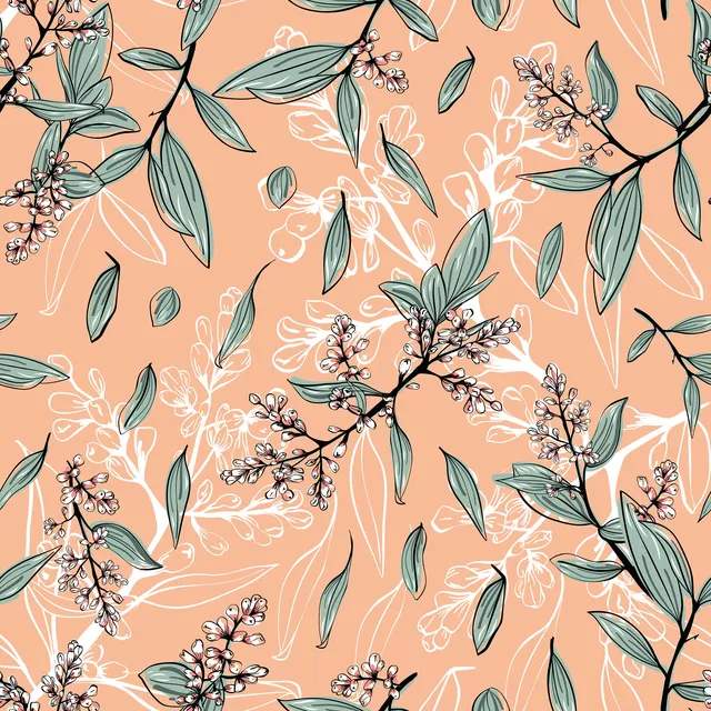 Kissen Blumen und Blätter peach fuzz