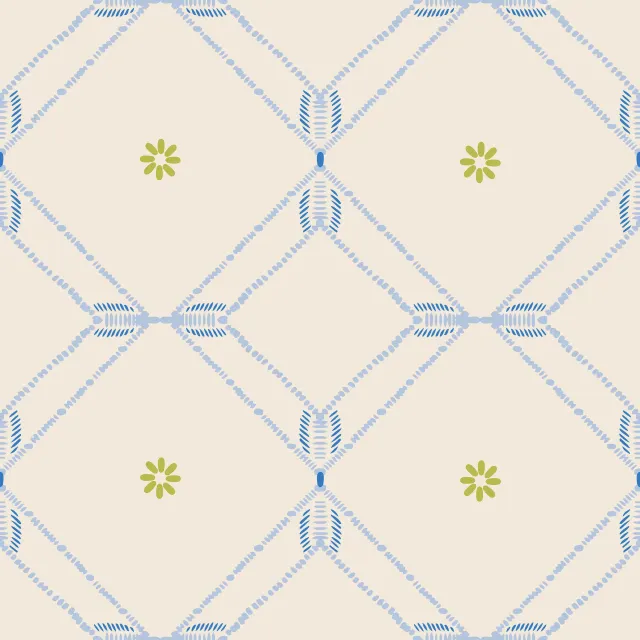 Dekovorhang Diamond Floral Tile blue