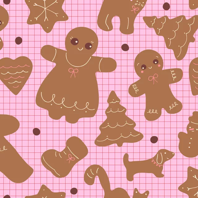 Kissen Lebkuchen Pattern rosa