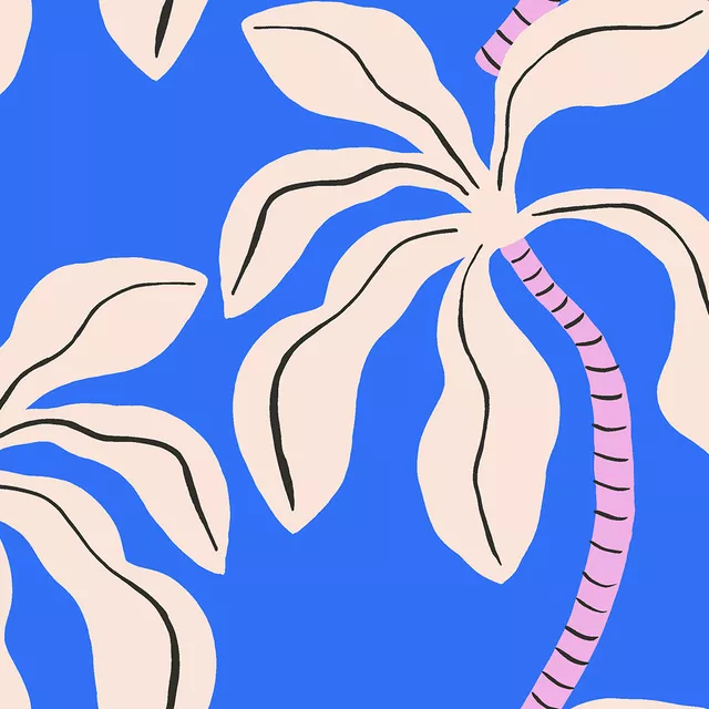 Bodenkissen Palmen auf blau