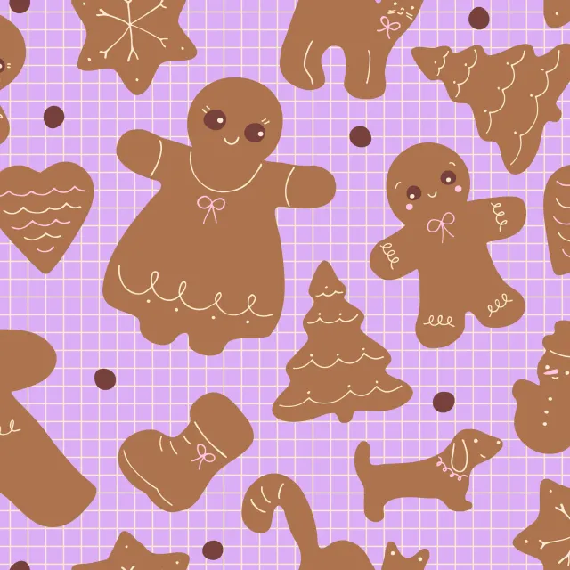 Kissen Lebkuchen Pattern lila