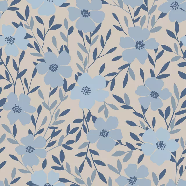 Wildblüten Blau Beige
