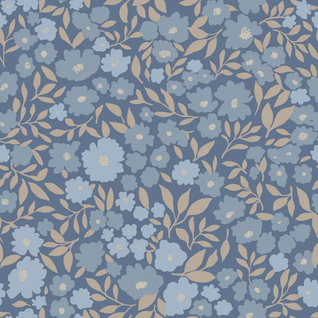 Kissen Vintage Blüten Blau