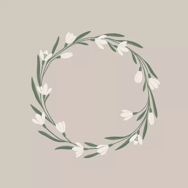 Kissen Kranz Schneeglöckchen beige