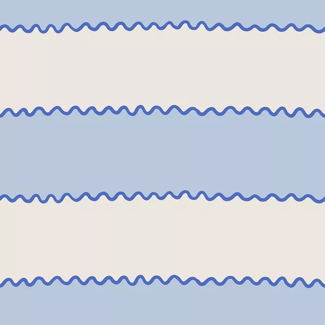 Tischdecke Wellen Streifen blau beige