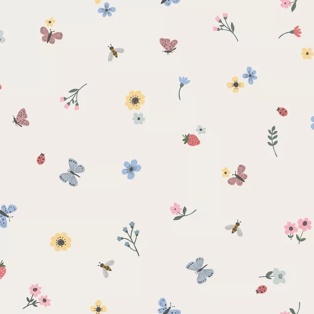Bettwäsche Blüten Bienchen Schmetterlinge