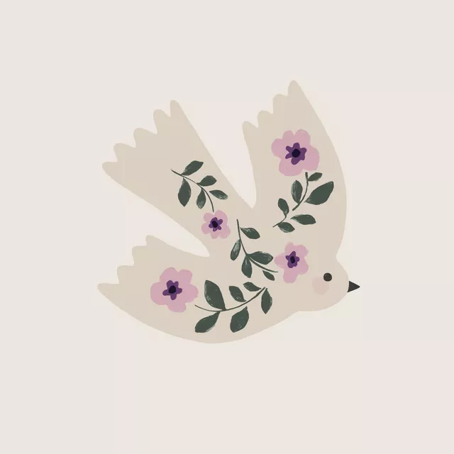Kissen Vogel Blumen