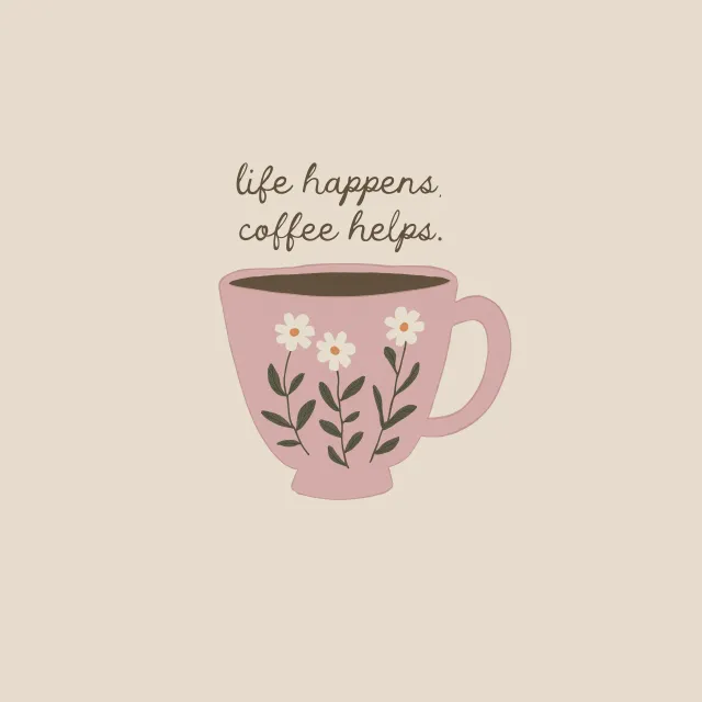 Kissen Tasse Kaffee rosa