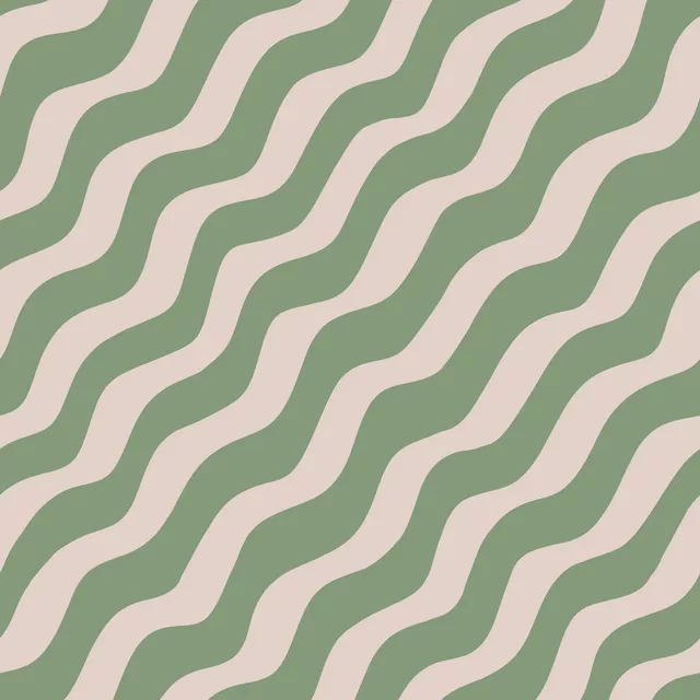 Wellen Diagonal Grün Beige