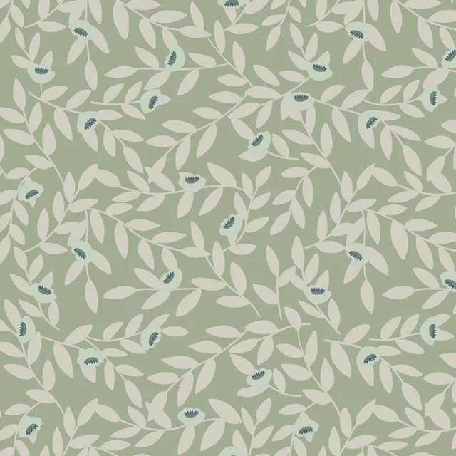 Ranken Blüten Grün Matcha
