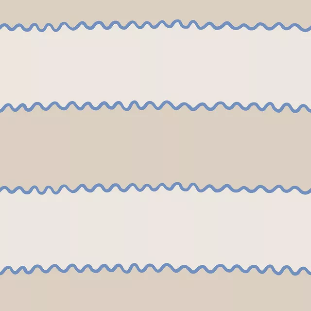 Wellen Streifen beige blau