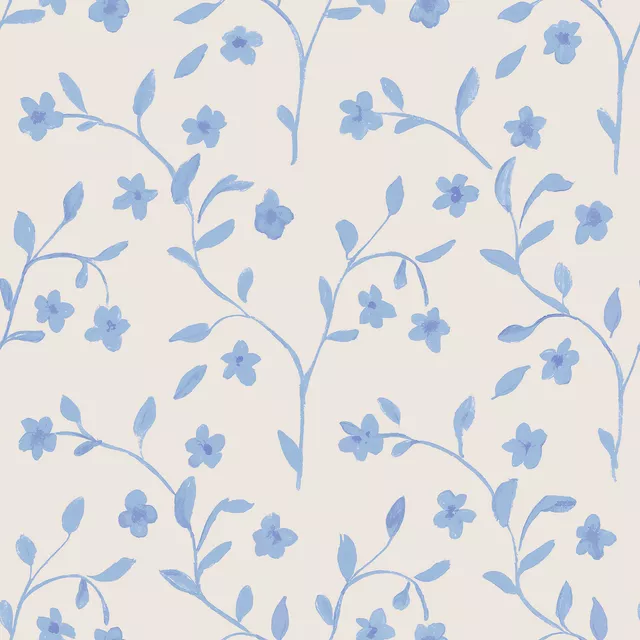 Kissen Blumen Ranken blau
