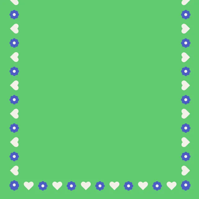 Tischläufer Blumen und Herzen grün