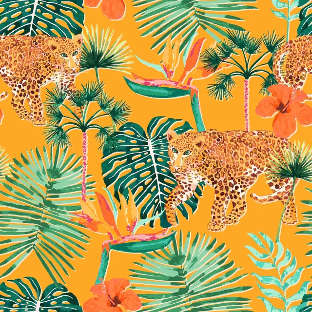 Tischset Tropical Jungle Leopard yellow