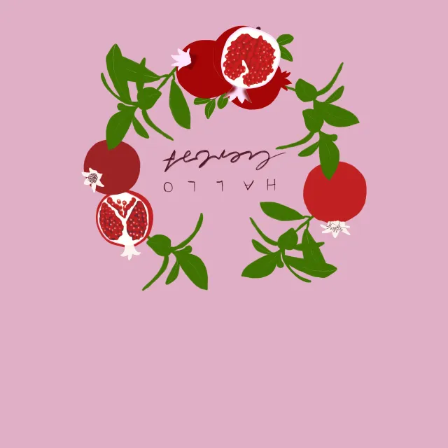 Tischläufer Granatapfel Kranz Rosa