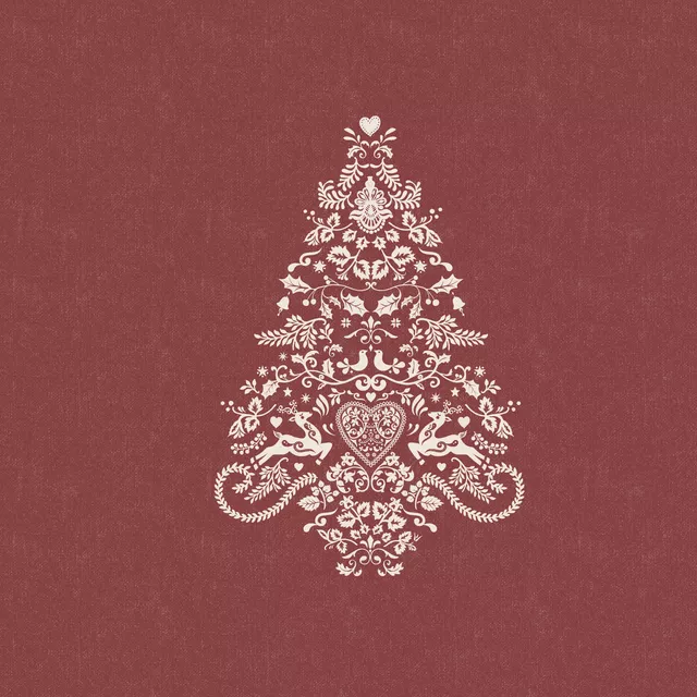 Kissen Folk Christmas Tree - Rot