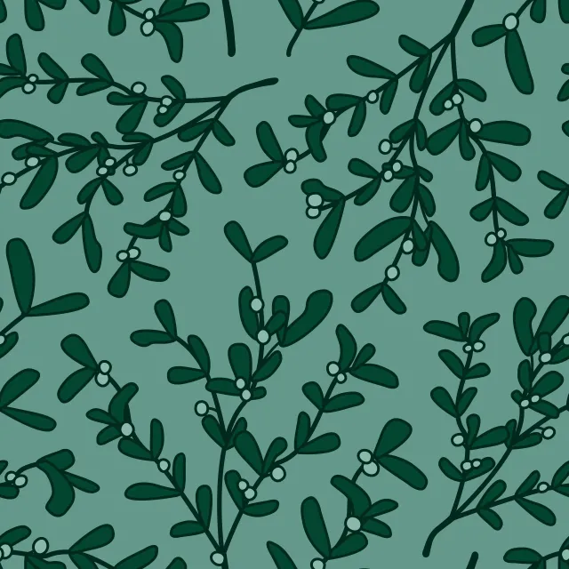 Dekovorhang Mistletoe Pattern dark green