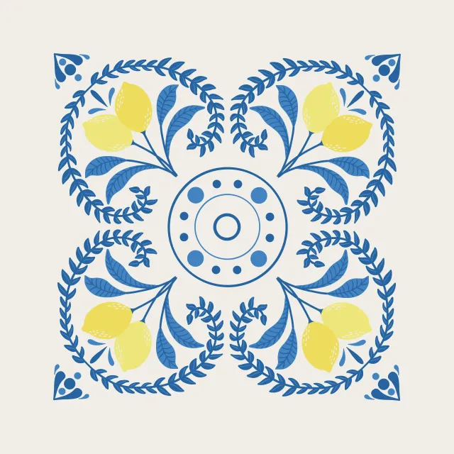 Tischdecke Zitronen Mittelmeer Weiss