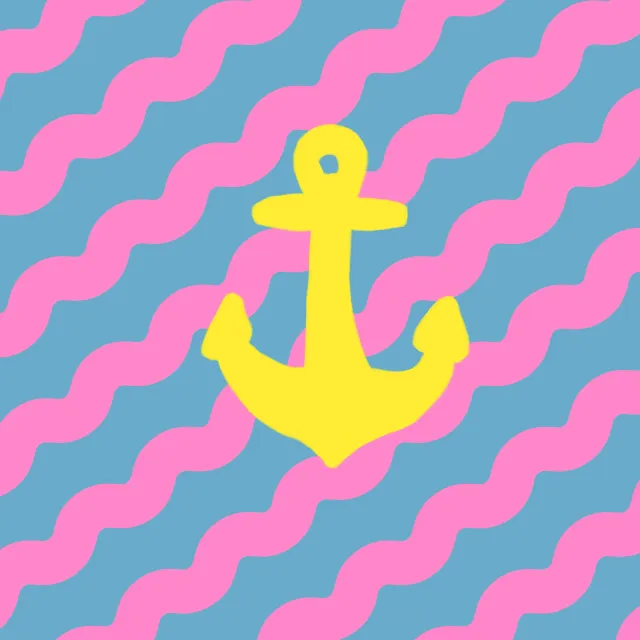 Kissen Anker Gelb Wellen Pink Blau