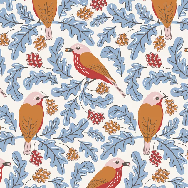 Kissen Herbstbeeren und Vögel