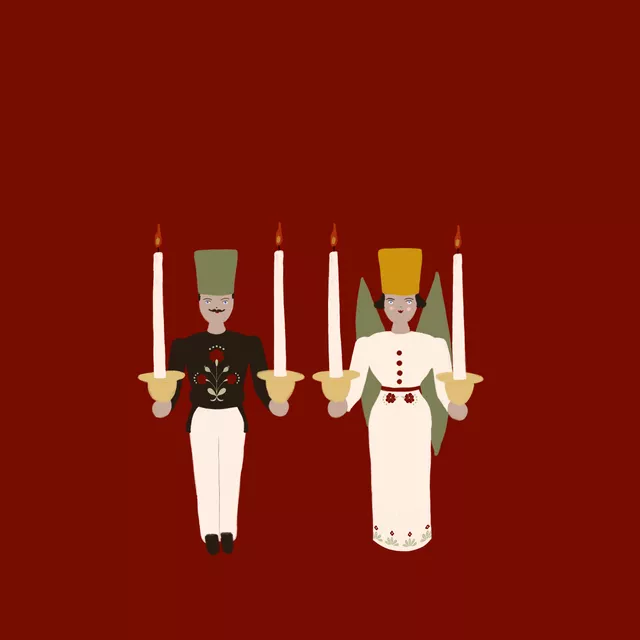 Tischläufer Engel und Bergmann Rot