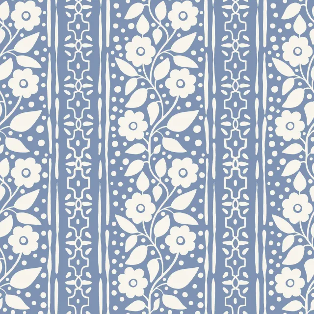 Bettwäsche Florale Streifen Blau