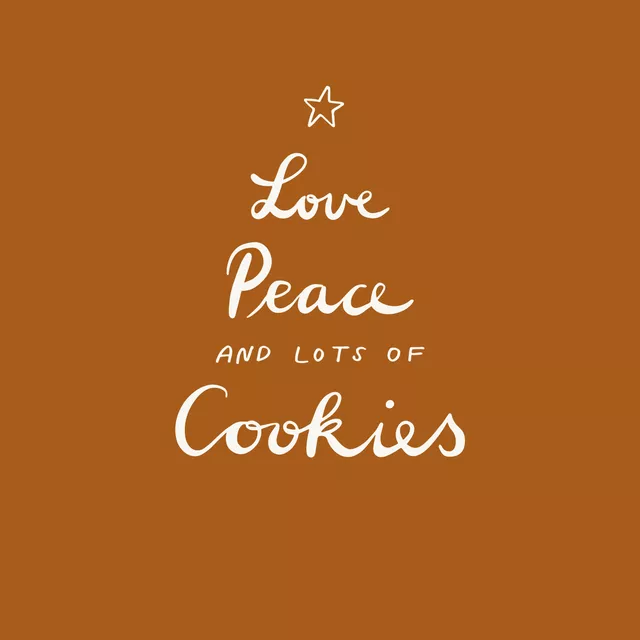 Kissen Love Peace Cookies rost braun