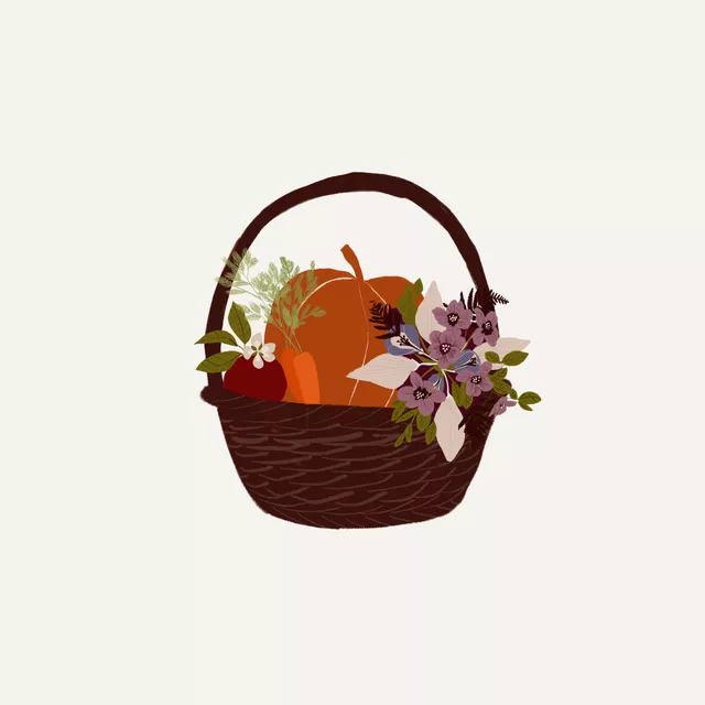 Kissen Erntekorb Beige