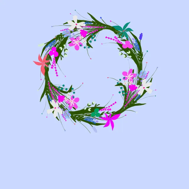 Tischläufer Blumenkranz Blau