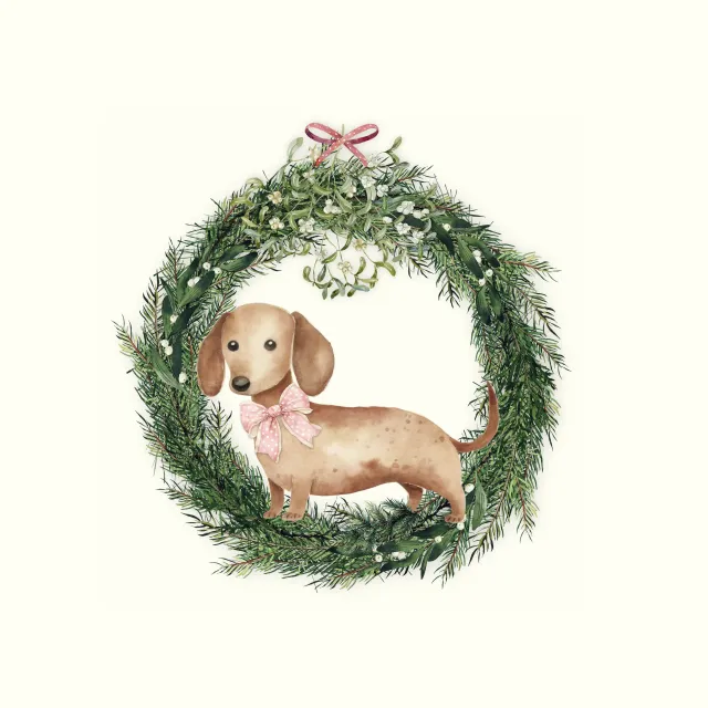 Geschirrtücher Kleiner Dackel im Kranz